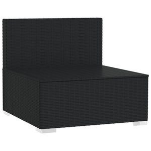 vidaXL 3-Seater Sofa with Cushions Black Poly Rattan