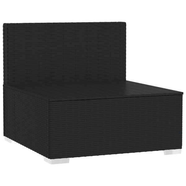 vidaXL 3-Seater Sofa with Cushions Black Poly Rattan
