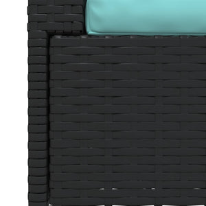 vidaXL 2-Seater Sofa with Cushions Black Poly Rattan
