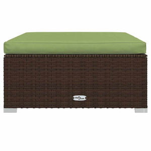 vidaXL Garden Stool with Cushion Brown 70x70x30 cm Poly Rattan