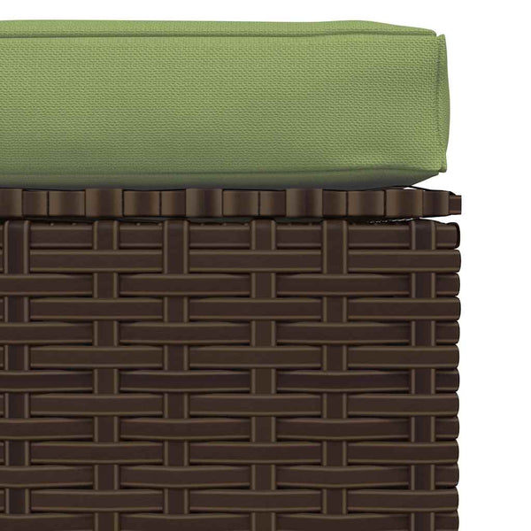 vidaXL Garden Stool with Cushion Brown 70x70x30 cm Poly Rattan