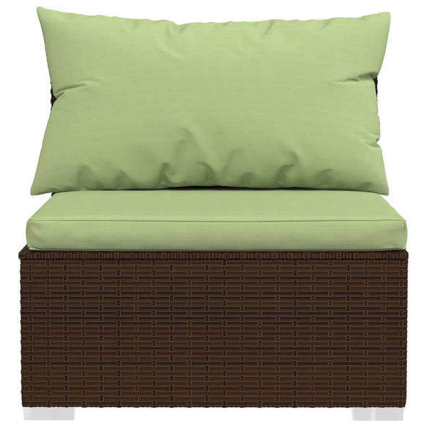 vidaXL 4-Seater Sofa with Cushions Brown Poly Rattan