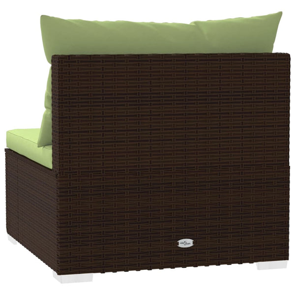 vidaXL 4-Seater Sofa with Cushions Brown Poly Rattan