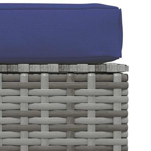 vidaXL Garden Ottoman with Cushion Grey 70x70x30 cm Poly Rattan