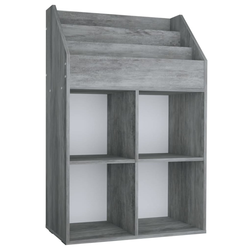 vidaXL Kids Bookcase Concrete Gray 71x30x114 cm Particle Board