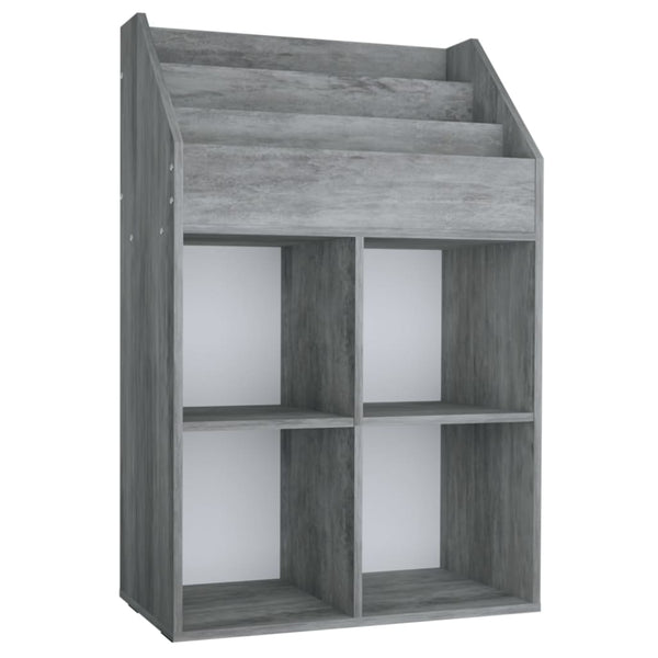 vidaXL Kids Bookcase Concrete Gray 71x30x114 cm Particle Board