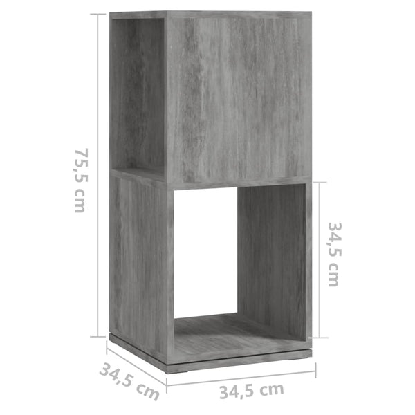 vidaXL Rotating Shelf Concrete Grey 34.5x34.5x75.5 cm Engineered Wood