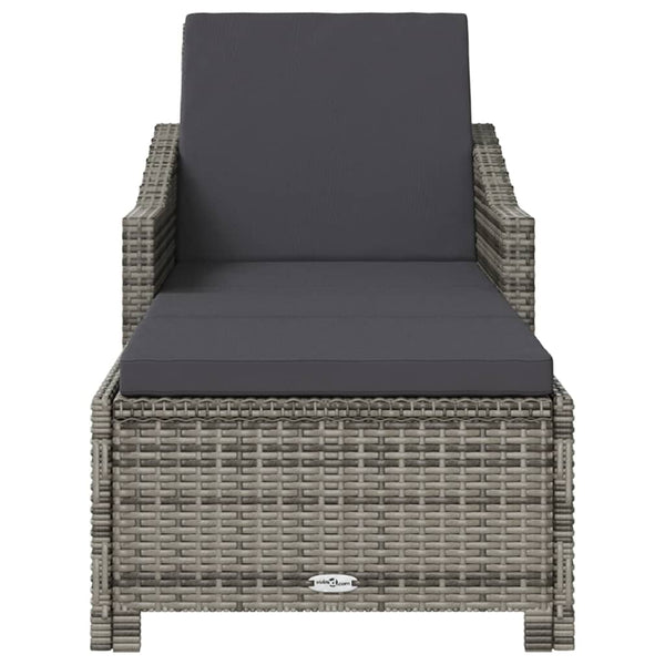 Sonnenliege mit Dunkelgrauer Auflage Poly Rattan Grau