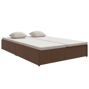 vidaXL Sun Lounger with Cushions Poly Rattan Brown