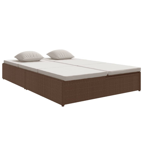 vidaXL Sun Lounger with Cushions Poly Rattan Brown