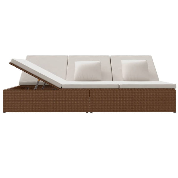 vidaXL Sun Lounger with Cushions Poly Rattan Brown