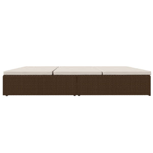 vidaXL Sun Lounger with Cushions Poly Rattan Brown
