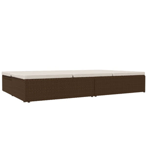 vidaXL Sun Lounger with Cushions Poly Rattan Brown