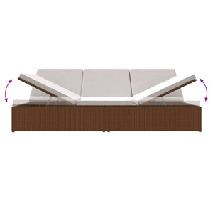 vidaXL Sun Lounger with Cushions Poly Rattan Brown
