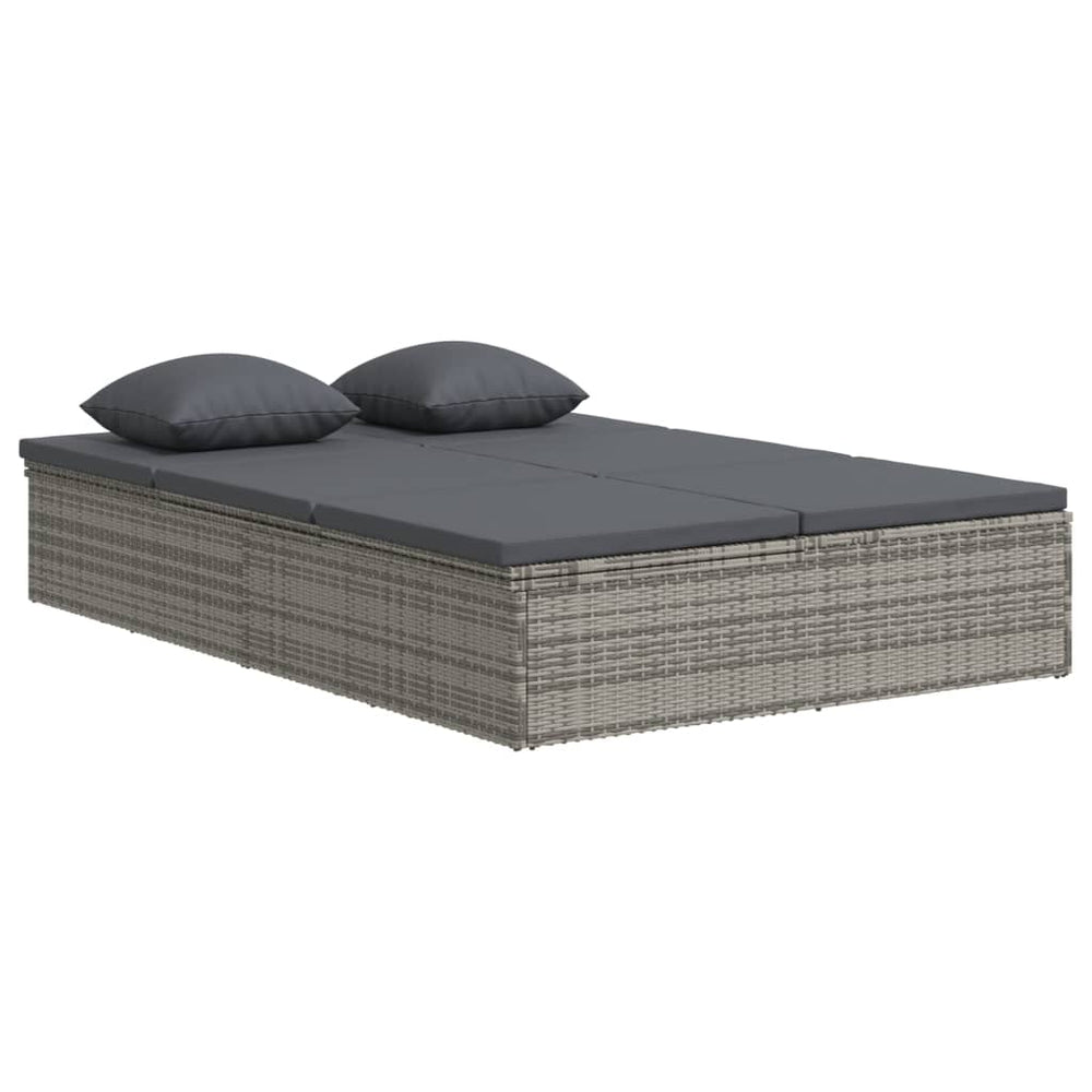 vidaXL Sun Lounger with Cushions Poly Rattan Dark Grey