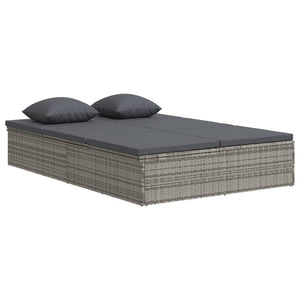 vidaXL Sun Lounger with Cushions Poly Rattan Dark Grey