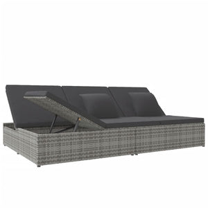 vidaXL Sun Lounger with Cushions Poly Rattan Dark Grey