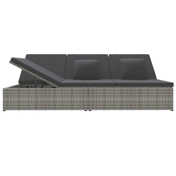 vidaXL Sun Lounger with Cushions Poly Rattan Dark Grey