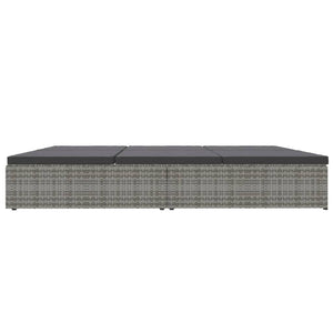 vidaXL Sun Lounger with Cushions Poly Rattan Dark Grey
