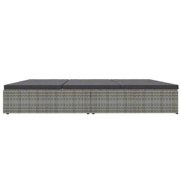 vidaXL Sun Lounger with Cushions Poly Rattan Dark Grey