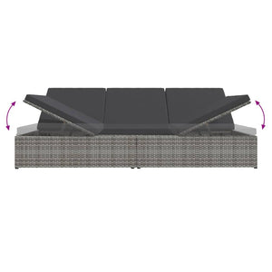 vidaXL Sun Lounger with Cushions Poly Rattan Dark Grey
