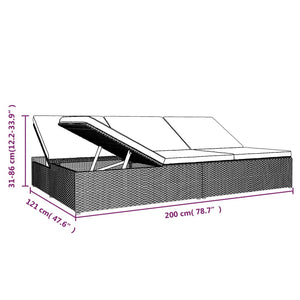 vidaXL Sun Lounger with Cushions Poly Rattan Dark Grey