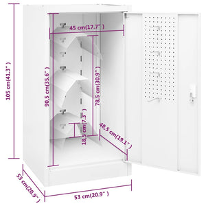 vidaXL Saddle Cabinet White 53x53x105 cm Steel