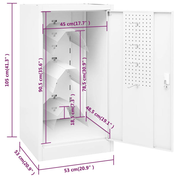 vidaXL Saddle Cabinet White 53x53x105 cm Steel