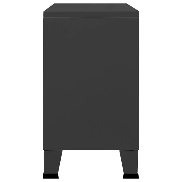 vidaXL Industrial Sideboard Black 105x35x62 cm Metal and Glass