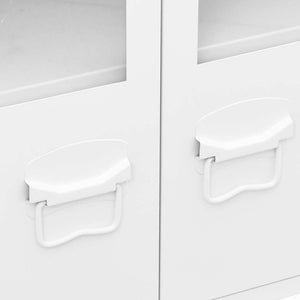 vidaXL Industrial Sideboard White 105x35x62 cm Metal and Glass
