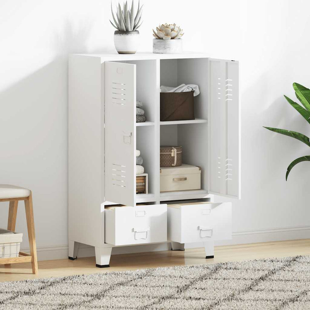 vidaXL Wardrobe Industrial Style White 67x35x107 cm Steel