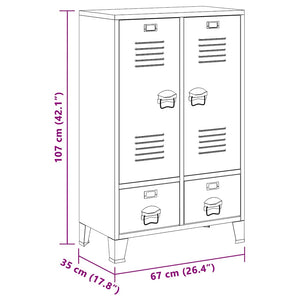 vidaXL Wardrobe Industrial Style Anthracite 67x35x107 cm Steel