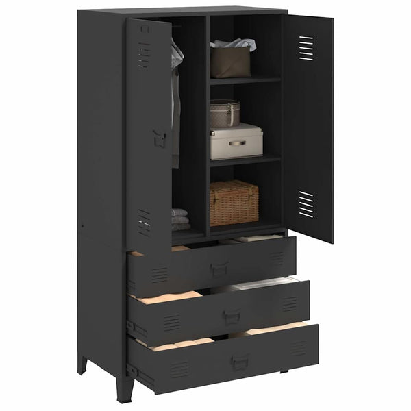 vidaXL Industrial Wardrobe Black 90x50x180 cm Metal