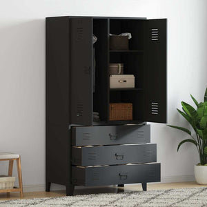 vidaXL Industrial Wardrobe Black 90x50x180 cm Metal