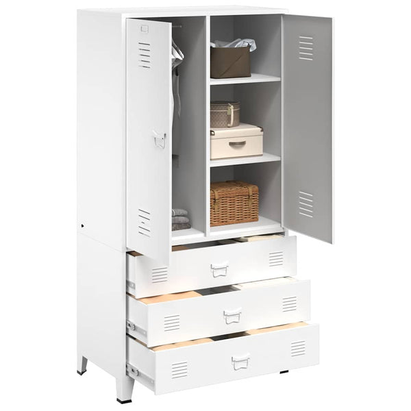 vidaXL Industrial Wardrobe White 90x50x180 cm Metal