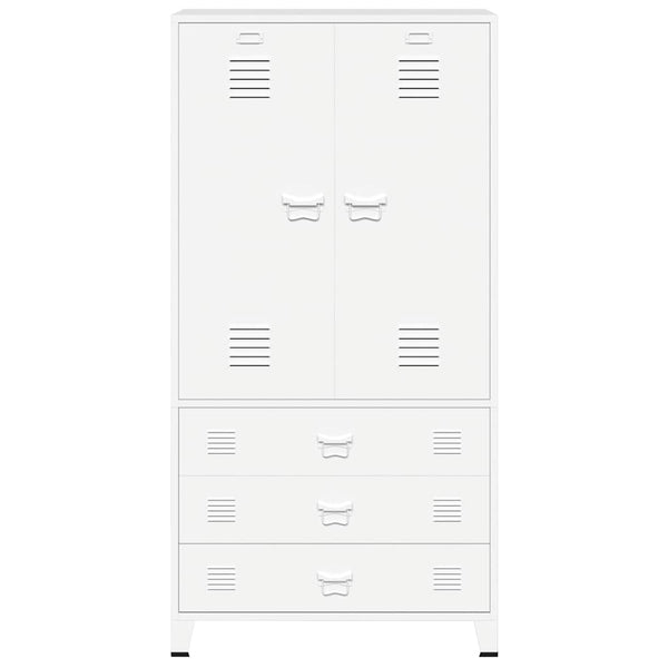 vidaXL Industrial Wardrobe White 90x50x180 cm Metal