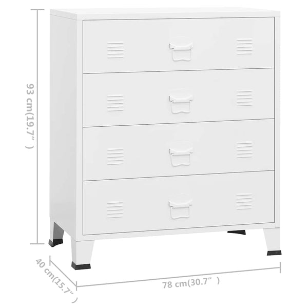 vidaXL Industrial Chest of Drawers with Drawers White 78x40x93 cm Metal