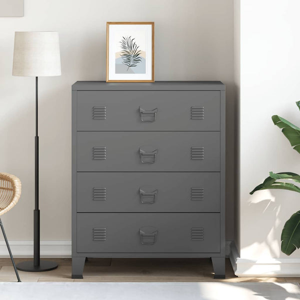 vidaXL Industrial Chest of Drawers with Drawers Anthracite 78x40x93 cm Metal