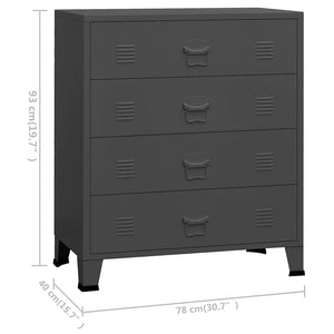 vidaXL Industrial Chest of Drawers with Drawers Anthracite 78x40x93 cm Metal