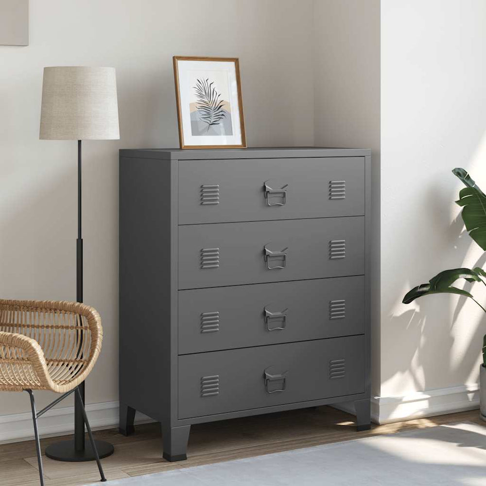 vidaXL Industrial Chest of Drawers with Drawers Anthracite 78x40x93 cm Metal