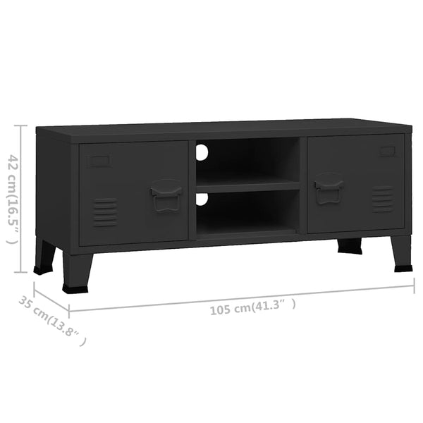 vidaXL Industrial Style TV Cabinet Black 105x35x42 cm Metal