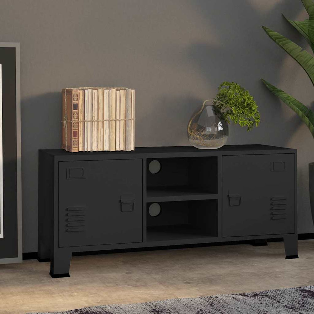 vidaXL Industrial Style TV Cabinet Black 105x35x42 cm Metal