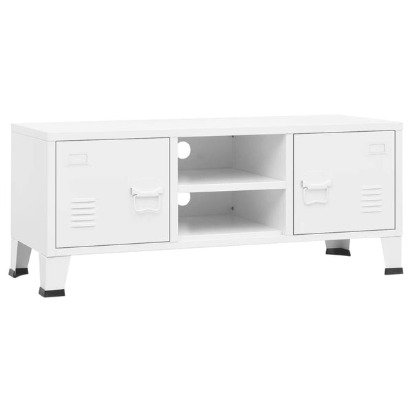vidaXL Industrial Style TV Cabinet White 105x35x42 cm Metal