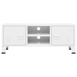vidaXL Industrial Style TV Cabinet White 105x35x42 cm Metal