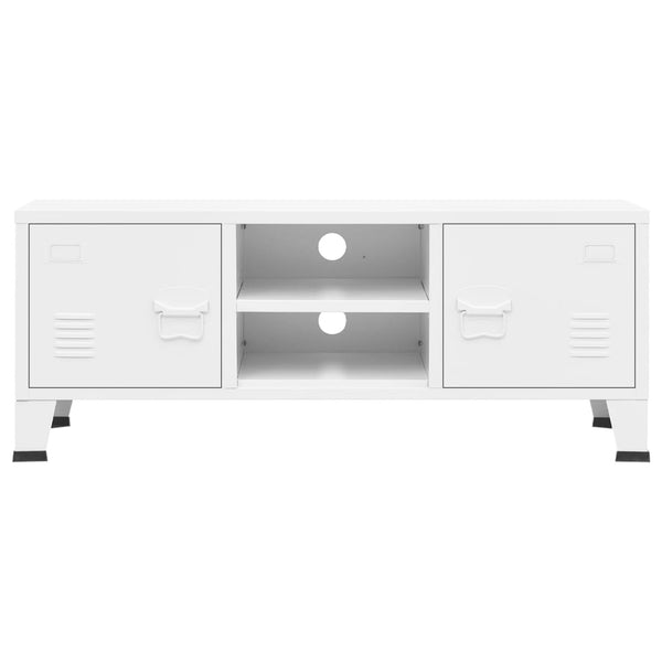 vidaXL Industrial Style TV Cabinet White 105x35x42 cm Metal