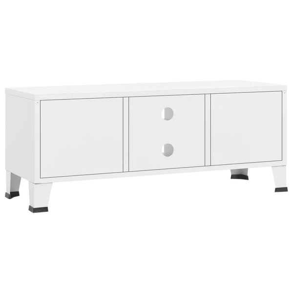 vidaXL Industrial Style TV Cabinet White 105x35x42 cm Metal