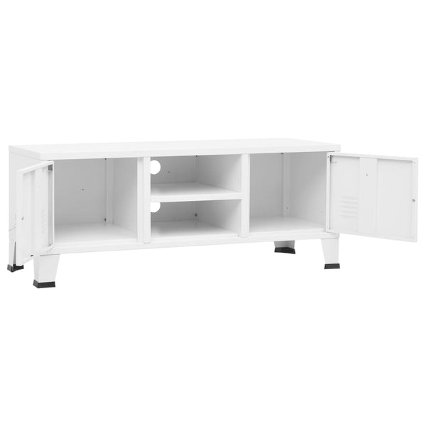 vidaXL Industrial Style TV Cabinet White 105x35x42 cm Metal