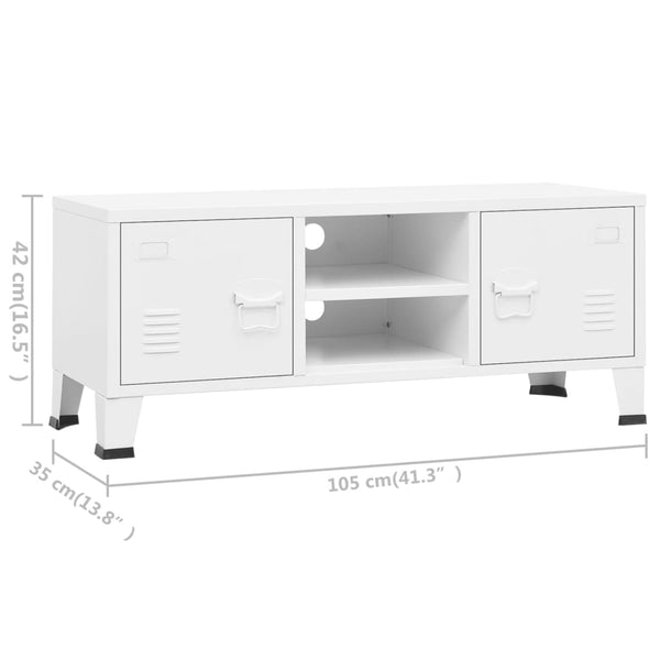 vidaXL Industrial Style TV Cabinet White 105x35x42 cm Metal