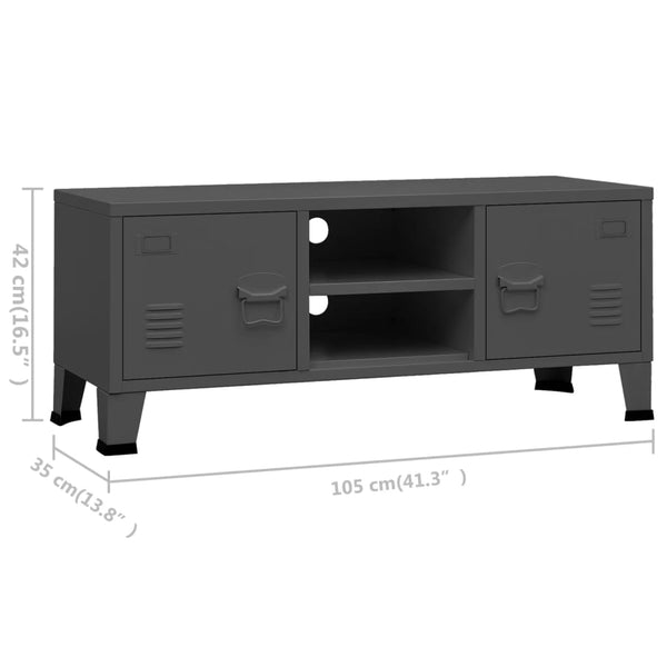 vidaXL Industrial-Style TV Cabinet Anthracite 105x35x42 cm Metal