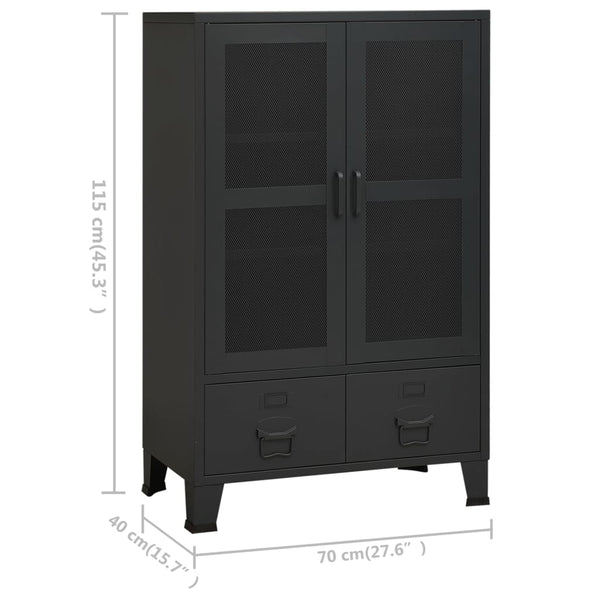 vidaXL Industrial Storage Cabinet Black 70x40x115 cm Metal